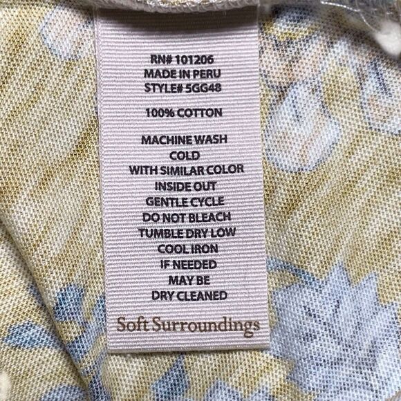 SOFT SURROUNDINGS Lorna Button Front Top Size 1X Golden Floral Long Sleeve Boho - Picture 12 of 16